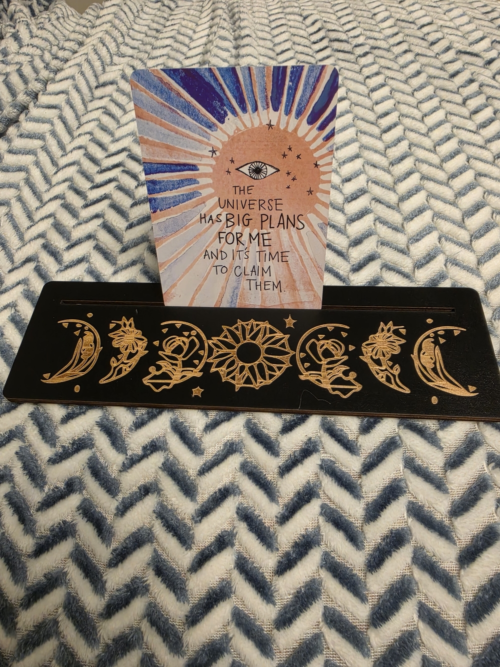 Oracle Or Tarot Card Holder With Moon Phase Design